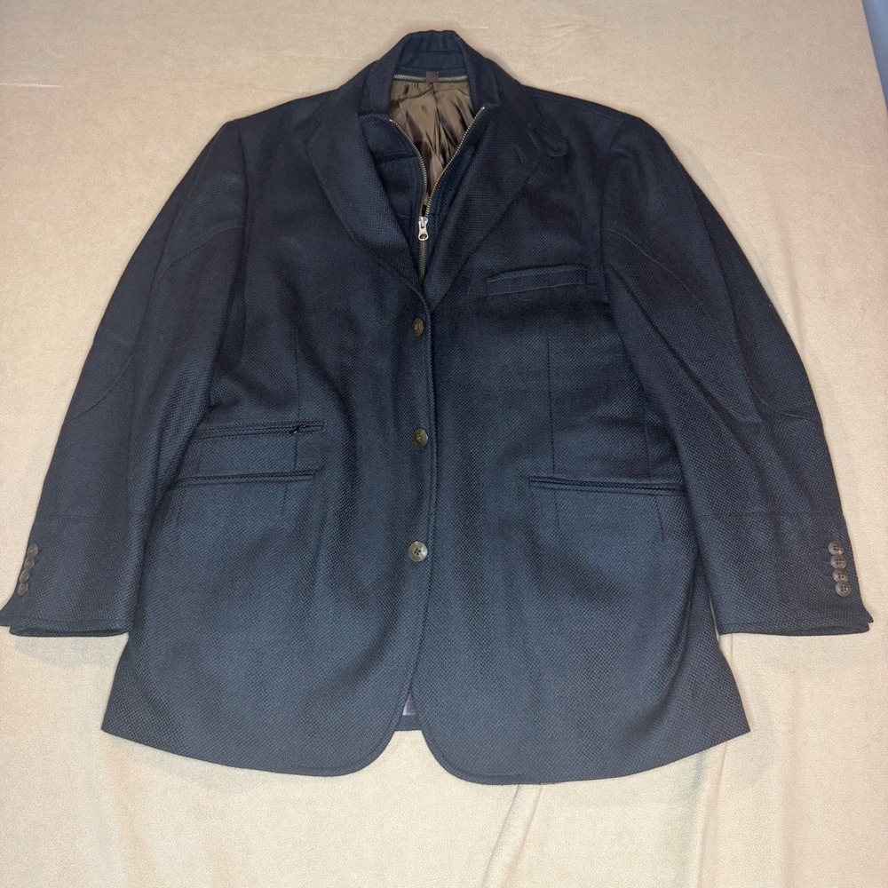 Kroon Ritchie Dark Gray Wool Cashmere Blazer Jacket With Removable Bib Mens 42R